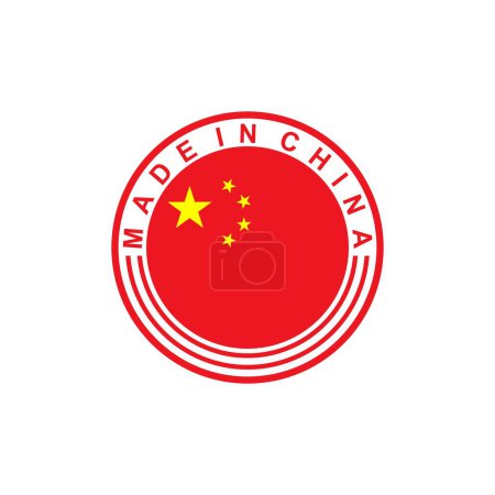 Ilustración de La bandera nacional de China. Fabricado en China etiqueta. Ilustración vectorial - Imagen libre de derechos