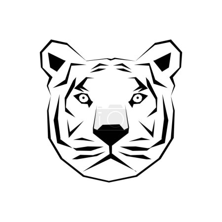 Ilustración de Tiger head vector isolated illustration. Big wild cat. Amur tiger or Bengal tiger. Tattoo sign. Panthera tigris altaica logo symbol. wild nature - Imagen libre de derechos