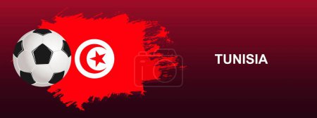 Téléchargez les illustrations : Tunisia Flag with Ball. Soccer ball on the red background with the flag of Tunisia. Vector illustration for banner and poster. - en licence libre de droit