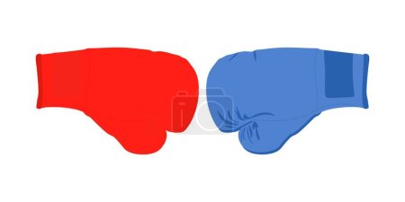Illustration for Two boxing gloves facing. Boxing gloves red and blue. vector eps10 - Royalty Free Image