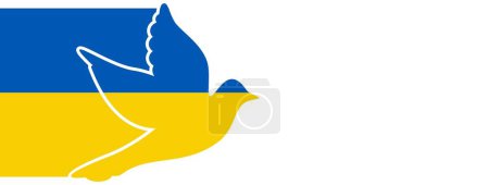 Téléchargez les illustrations : Illustration vectorielle du pigeon jaune-bleu, Stop à la guerre et au patriotisme, symbole de paix en Ukraine - en licence libre de droit