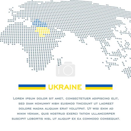 Ilustración de Ucrania mapa con la bandera y el texto Ucrania. Ucrania mapa con colores de bandera. - Imagen libre de derechos