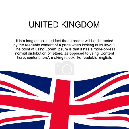 Ilustración de Bandera del Reino Unido para la bandera en fondo blanco cuadrado. Bandera del Reino Unido con espacio para el texto. Bandera cuadrada del Reino Unido con bandera. ilustración vectorial eps10 - Imagen libre de derechos