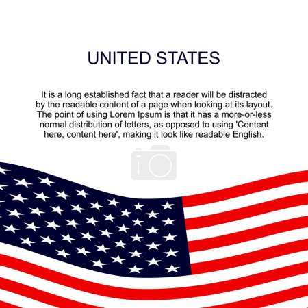 Téléchargez les illustrations : Drapeau des États-Unis pour la bannière en fond blanc carré. drapeau des États-Unis avec espace pour le texte. Bannière carrée des États-Unis avec drapeau. illustration vectorielle eps10 - en licence libre de droit