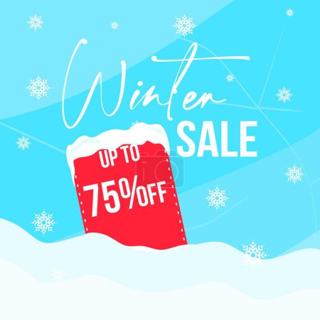 Ilustración de Winter sale up to 75 percent  banner template with snow, vector illustration, eps10 - Imagen libre de derechos