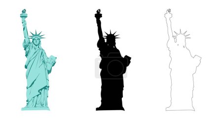 Illustration for Vector illustration of the Statue of Liberty in New York. Symbol, emblem, label, logo design. - Royalty Free Image