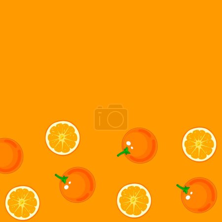 Illustration for Vector illustration of tangerine background. copy space. discount cosmetics sale header background. Tangerine vector banner. Pattern mandarine eps 10. - Royalty Free Image