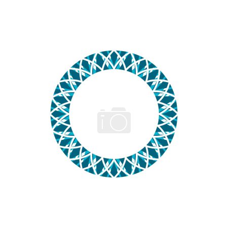 Ilustración de Vector tribal marco geométrico asiático. Adorno decorativo circular árabe aislado en blanco - Imagen libre de derechos