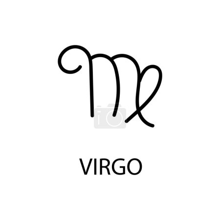 Illustration for Virgo zodiac sign icon. black logo design with long shadow. vector illustration. - Royalty Free Image