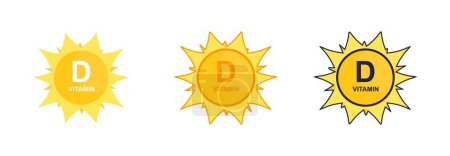 Téléchargez les illustrations : Icône de vitamine D avec soleil. Illustration vectorielle. - en licence libre de droit