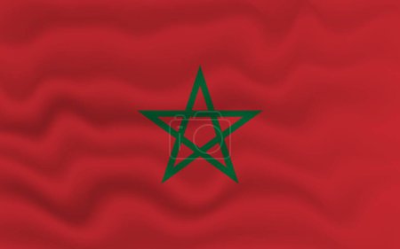Téléchargez les illustrations : Wavy flag of Morocco. 3d illustration. - en licence libre de droit