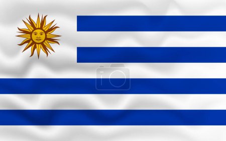 Téléchargez les illustrations : Drapeau ondulé de l'Uruguay. Illustration 3d. - en licence libre de droit