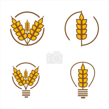 Ilustración de Wheat icon set. flat style of corn vector icons for web isolated on white background - Imagen libre de derechos