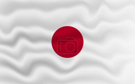 Illustration for Wavy flag of Japan. 3d illustration. - Royalty Free Image