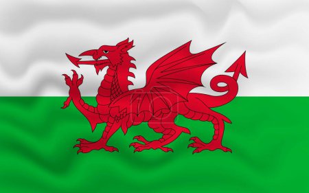 Illustration for Wavy flag of Wales. 3d illustration. - Royalty Free Image