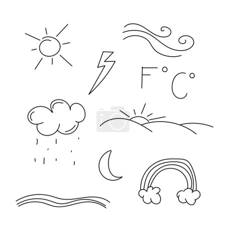Illustration for Set of weather icons, vector illustration - Royalty Free Image
