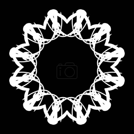 Ilustración de Marco circular blanco. Elegante marco ornamental en color blanco sobre fondo negro. vector - Imagen libre de derechos