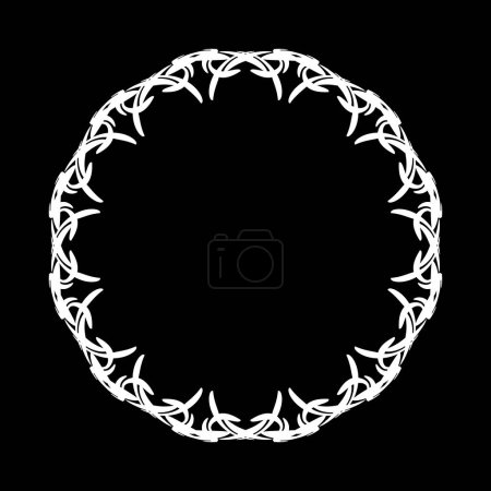 Illustration for White Ornamental frame for your design. Circular frame decoration symbol on black background. vector - Royalty Free Image
