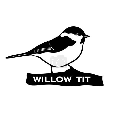 Téléchargez les illustrations : Willow tit logo isolated on white background. Willow tit silhouette. Minimalist bird icons vector illustration - en licence libre de droit