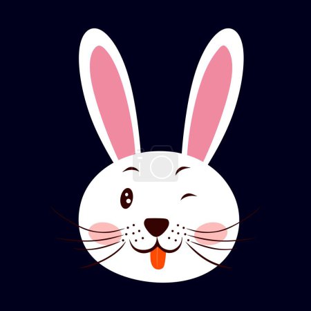 Illustration for Winking rabbit illustration. funny winking cartoon bunny. Cute Bunny in flat style. Perfect for T-shirt, poster, textile, print and greeting card. Vector eps10 - Royalty Free Image