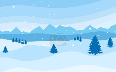 Téléchargez les illustrations : Paysage hivernal avec neige et arbres. illustration vectorielle - en licence libre de droit