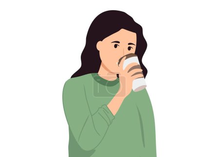 Illustration for Woman with a glass of coffee in her hand - Royalty Free Image