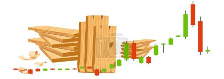 Ilustración de Wooden panels with World prices - Imagen libre de derechos