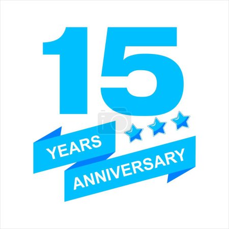 Téléchargez les illustrations : Modèle vectoriel de célébration du 15e anniversaire, design créatif lumineux du logo du 15e anniversaire avec un beau ruban. vecteur eps10 - en licence libre de droit