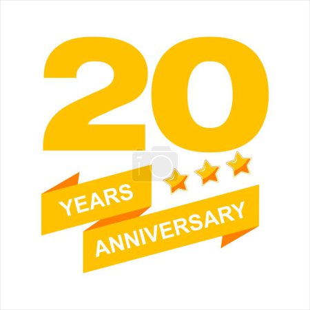 Téléchargez les illustrations : Modèle vectoriel de célébration du 20e anniversaire, logo lumineux créatif du 20e anniversaire avec un beau ruban. vecteur eps10 - en licence libre de droit