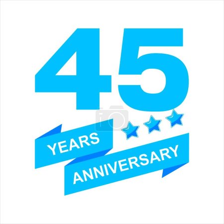 Ilustración de Plantilla vectorial de celebración del 45º aniversario, diseño creativo brillante del logotipo del 45º cumpleaños con una hermosa cinta. vector eps10 - Imagen libre de derechos