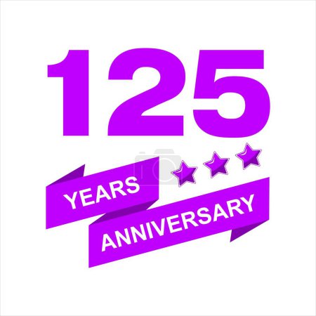 Illustration for 125th-anniversary celebration vector template, bright creative 125th birthday logo design with a beautiful ribbon. vector eps10 - Royalty Free Image
