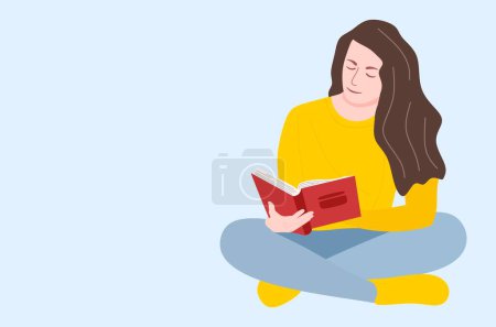 Illustration for Young girl is reading a book - Royalty Free Image
