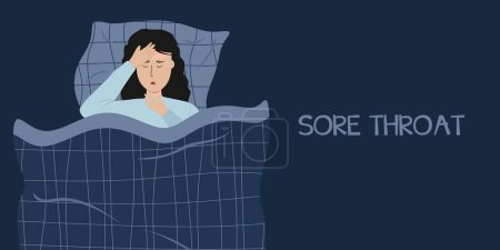 Illustration for Young girl suffering from sore throat - Royalty Free Image