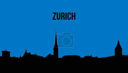 Téléchargez les illustrations : Silhouette de Zurich. illustration vectorielle. - en licence libre de droit