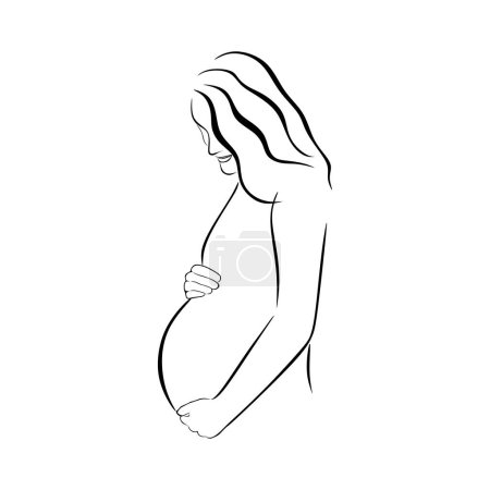 Téléchargez les illustrations : Illustration vectorielle d'une belle femme enceinte. - en licence libre de droit