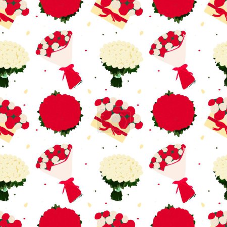 Illustration for Bouquet of Roses seamless pattern - Royalty Free Image