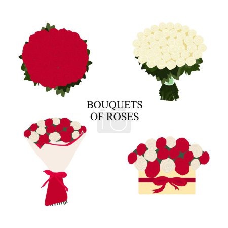 Illustration for Bouquets of roses vector set - Royalty Free Image