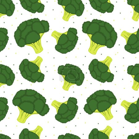 Illustration for Seamless pattern with hand-drawn Broccoli. vector illustration - Royalty Free Image