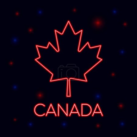 Illustration for Maple leaf icon. vector illustration Canada in neon light - Royalty Free Image