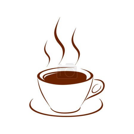 Téléchargez les illustrations : Tasse à café design minimal isolé sur fond blanc - en licence libre de droit