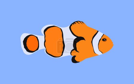 Ilustración de Ilustración de lindo pez payaso tropical en estilo plano - Imagen libre de derechos