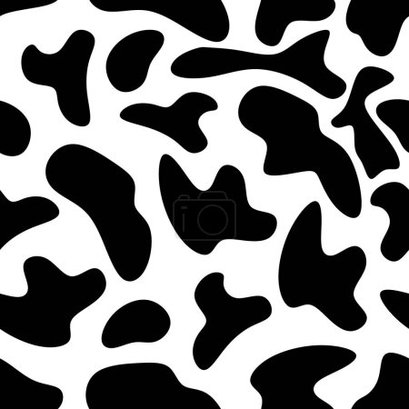 Ilustración de Abstracto Fondo de impresión de vaca. patrón sin costuras. ilustración vectorial en blanco y negro. - Imagen libre de derechos