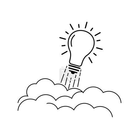Téléchargez les illustrations : Concept Creative Idea Startup. Icône ampoule, Lancement d'idées créatives. Illustration vectorielle - en licence libre de droit