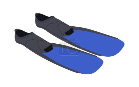 Téléchargez les illustrations : Nageoires flip-flop-bleu sur fond blanc. Illustration 3D isolée Palmes pour la natation - en licence libre de droit