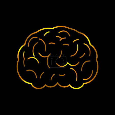 Ilustración de Icono de cerebro humano dorado. - Imagen libre de derechos