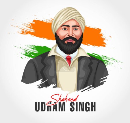 Illustration for Stock vector illustration of freedom fighter Sardar Udham Singh post design. - Royalty Free Image
