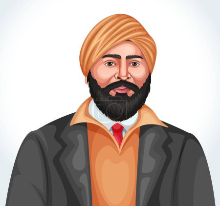 Ilustración de Stock vector ilustración de Sardar Udham Singh. - Imagen libre de derechos