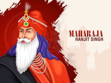 Illustration for Maharaja Ranjit Singh, the first emperor of the Sikh empire. Eps 10 vector file - Royalty Free Image