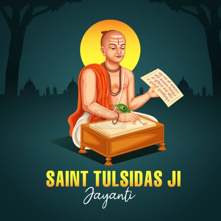 Ilustración de Tulsidas Jayanti celebra el aniversario del nacimiento de Goswami Tulsidas, un gran santo y poeta indio. Eps 10 diseño de póster - Imagen libre de derechos
