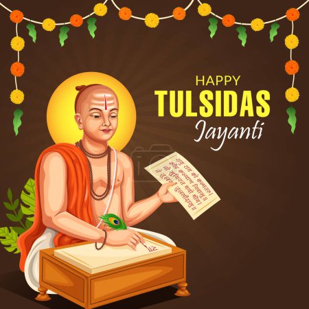 Ilustración de Ilustración vectorial de Tulsidas Jayanti, Tulsidas fue un santo indio y escritor de Ramayana. - Imagen libre de derechos